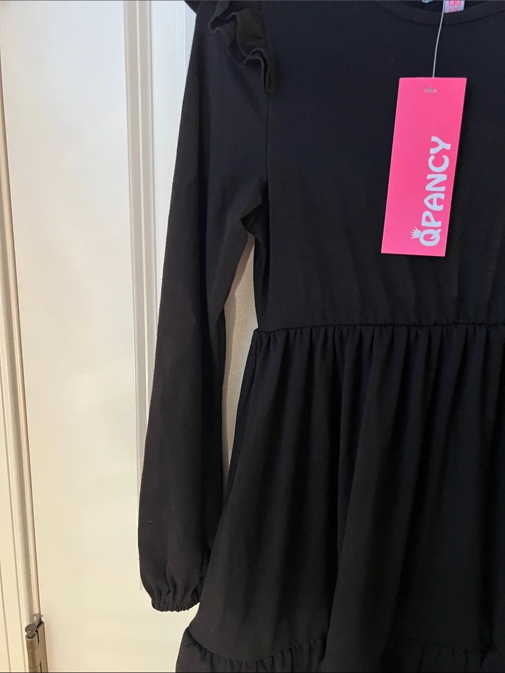 Girls' Black Long-Sleeve Tiered Dress New With Tag 6-7 Youth.